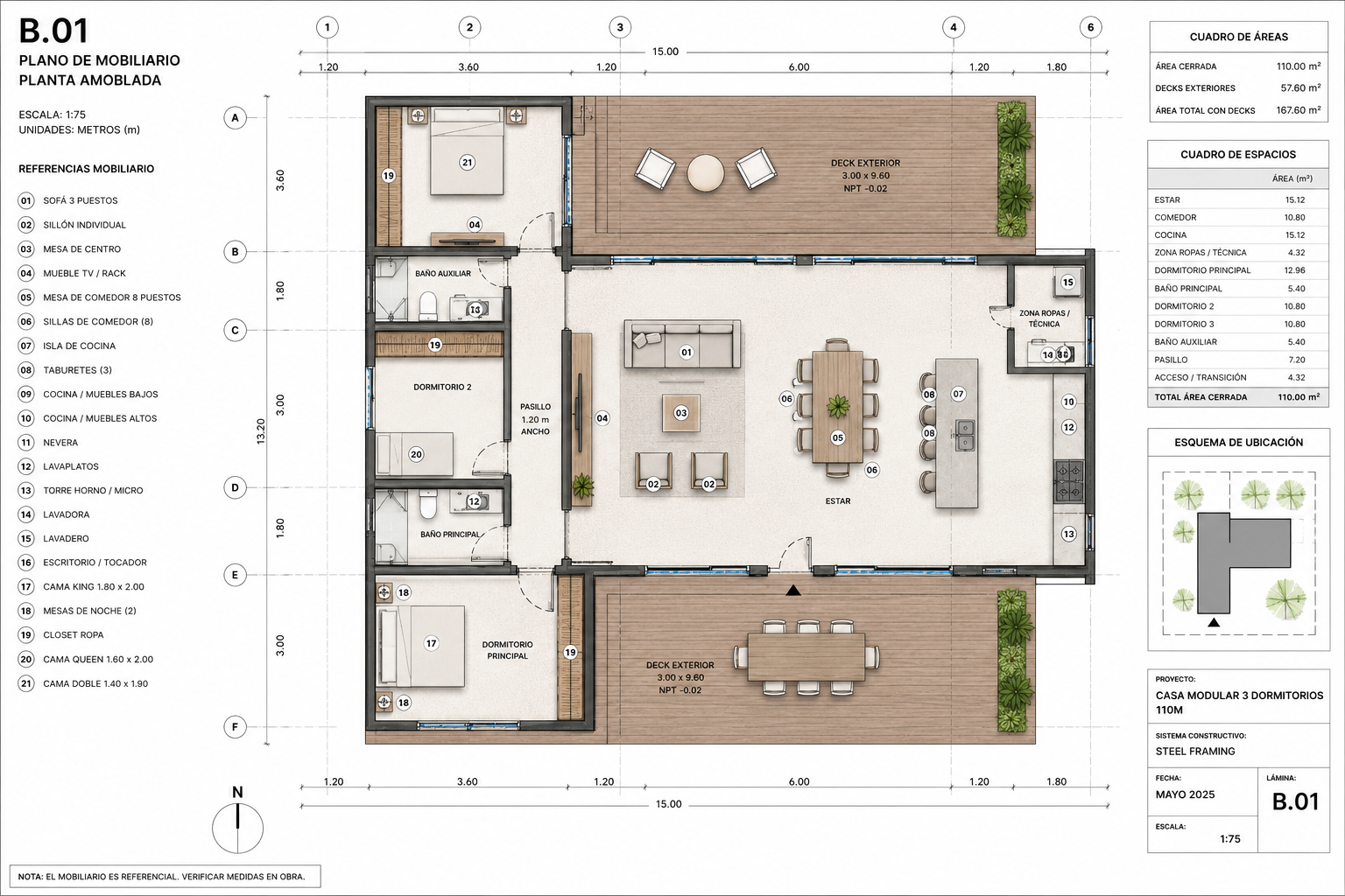 Casa prefabricada de 3 dormitorios en Steel Framing - Rappicasa Colombia