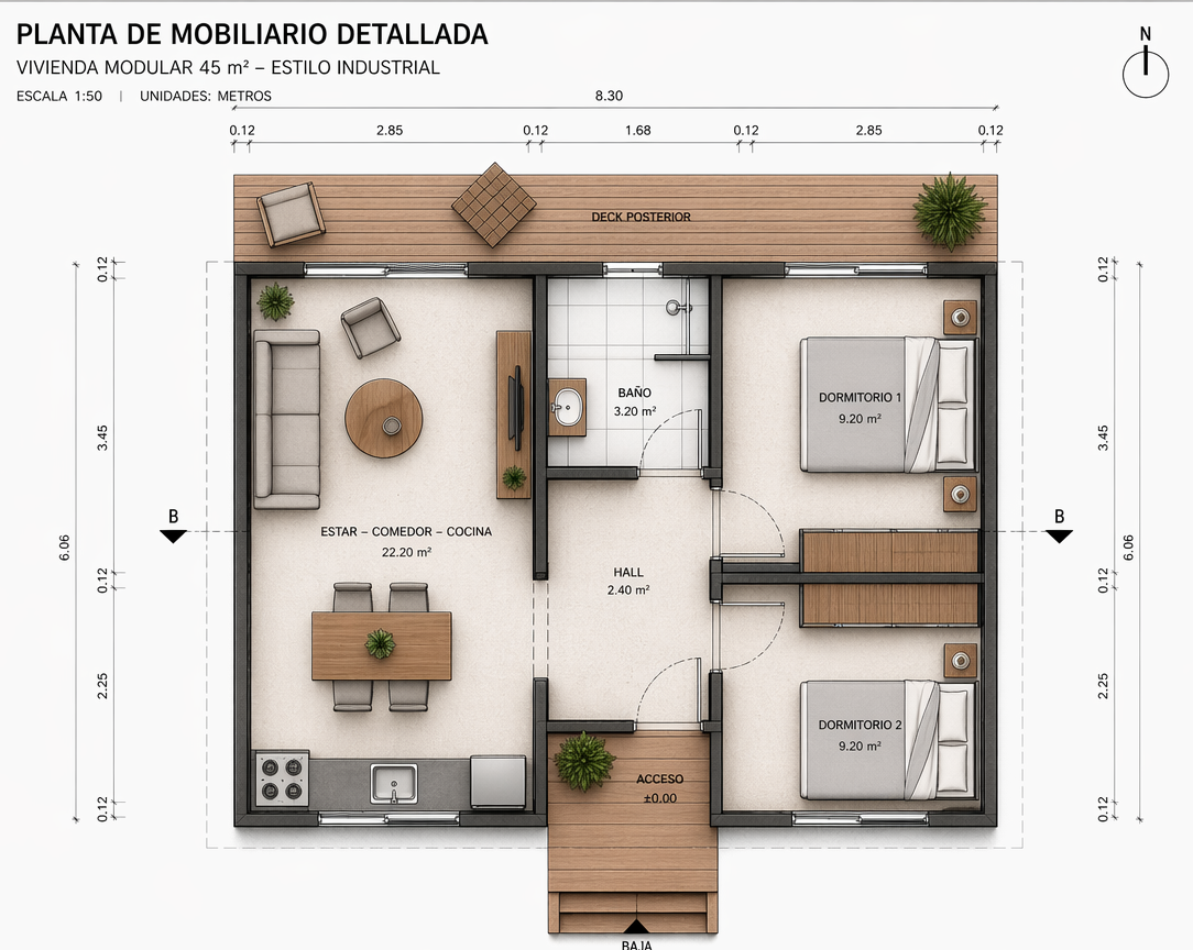 Casa prefabricada de 2 dormitorios en Steel Framing - Rappicasa Colombia